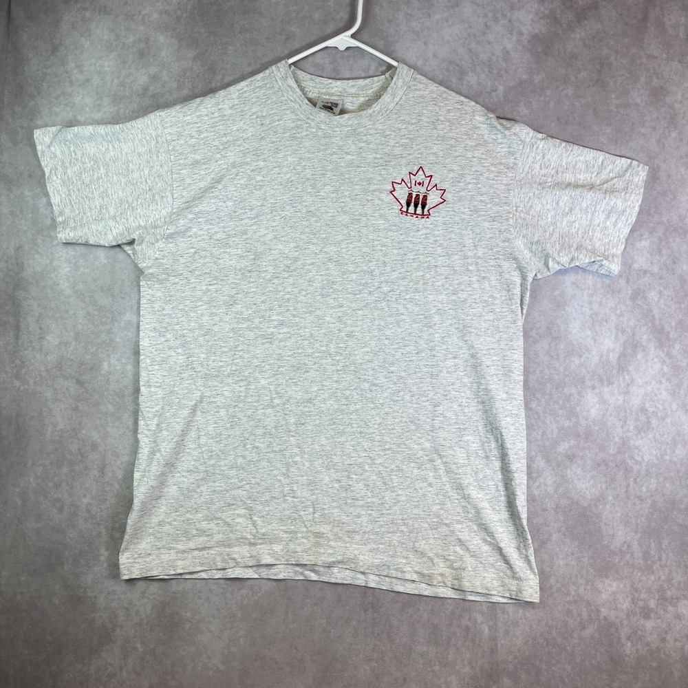 VINTAGE Canada Maple Leaf Shirt Adult XL Gray Tee Single Stitch Embroidered 90s